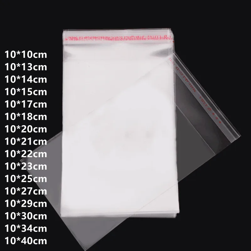 

100pcs Wide 10cm Transparent Self Adhesive Bags Candy Snack Packaging Jewelry Storage Cellophane Bag Accessories Plastic Pouch