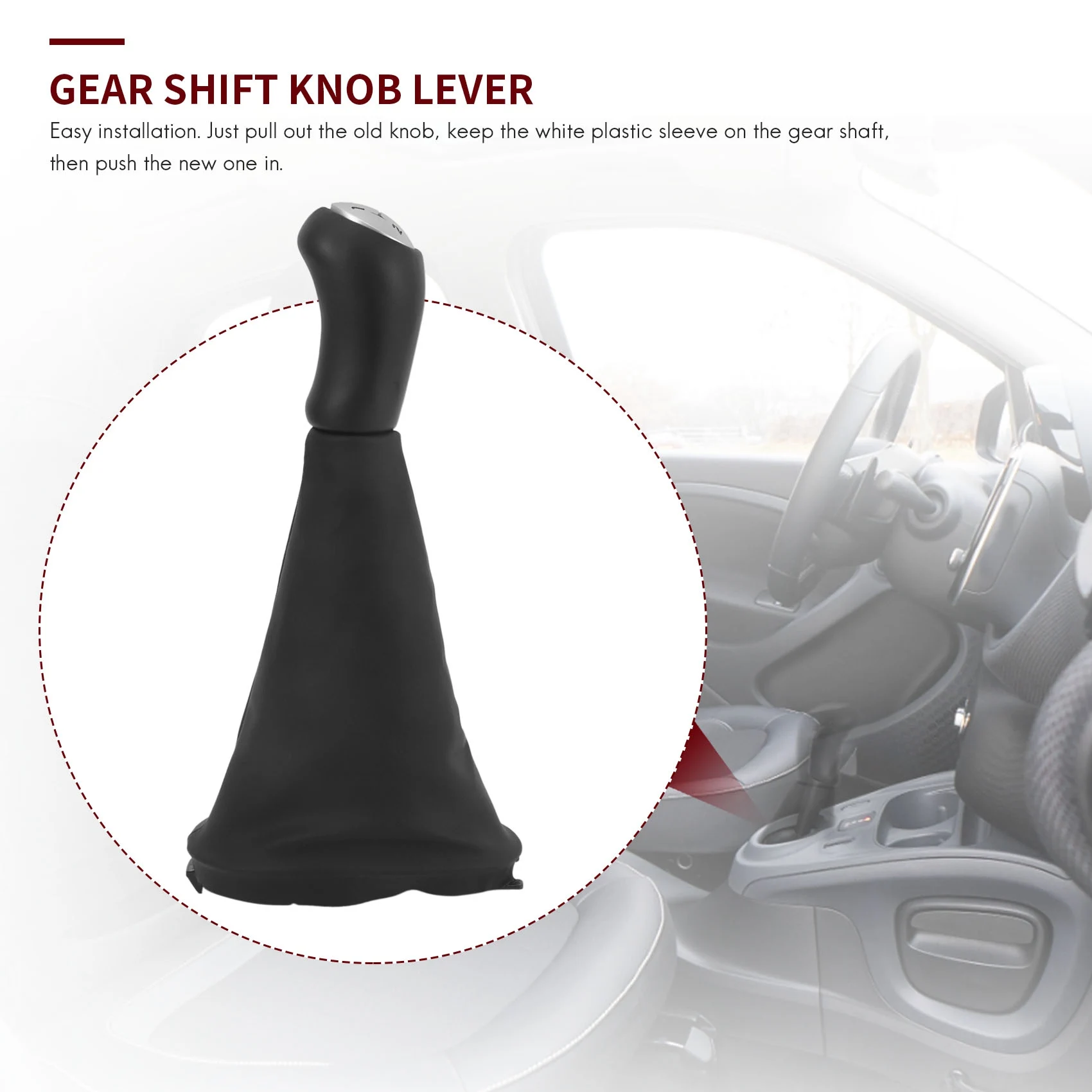 Car 5 Speed Maunal Gear Shift Knob Lever with Boot Cover for Renault Clio 2 II Clio 3 III Megane 2 II Scenic 2 II Kangoo