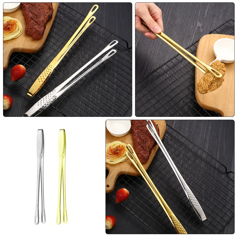 

2 Pcs BBQ Tongs Barbecue Stainless Steel Food Serving Salad for Kitchen Cooking