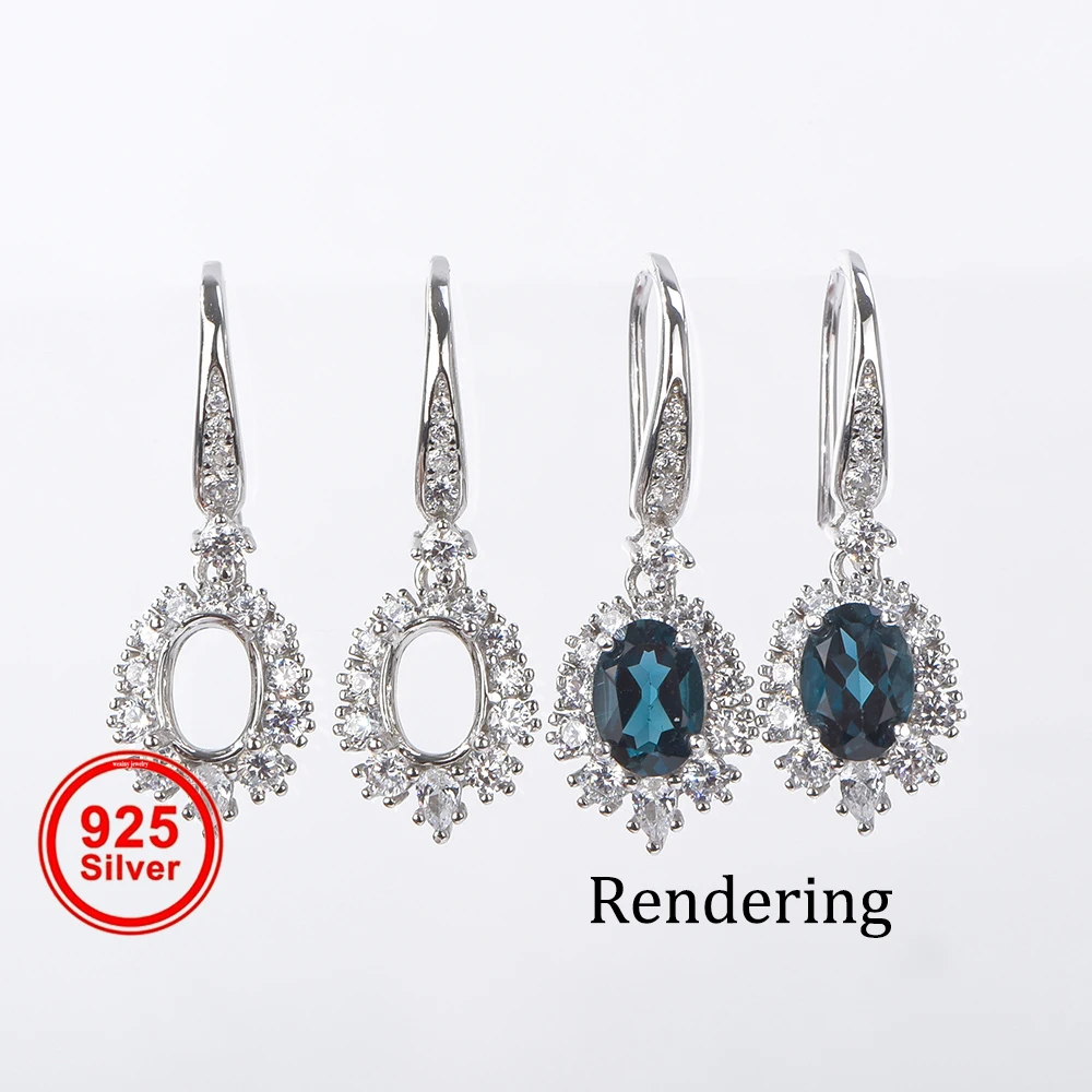 

5*7mm Size Oval Earring Settings, Luxurious Style, S925 Sterling Silver Material, Suitable for Handmade DIY Women's Jewelry