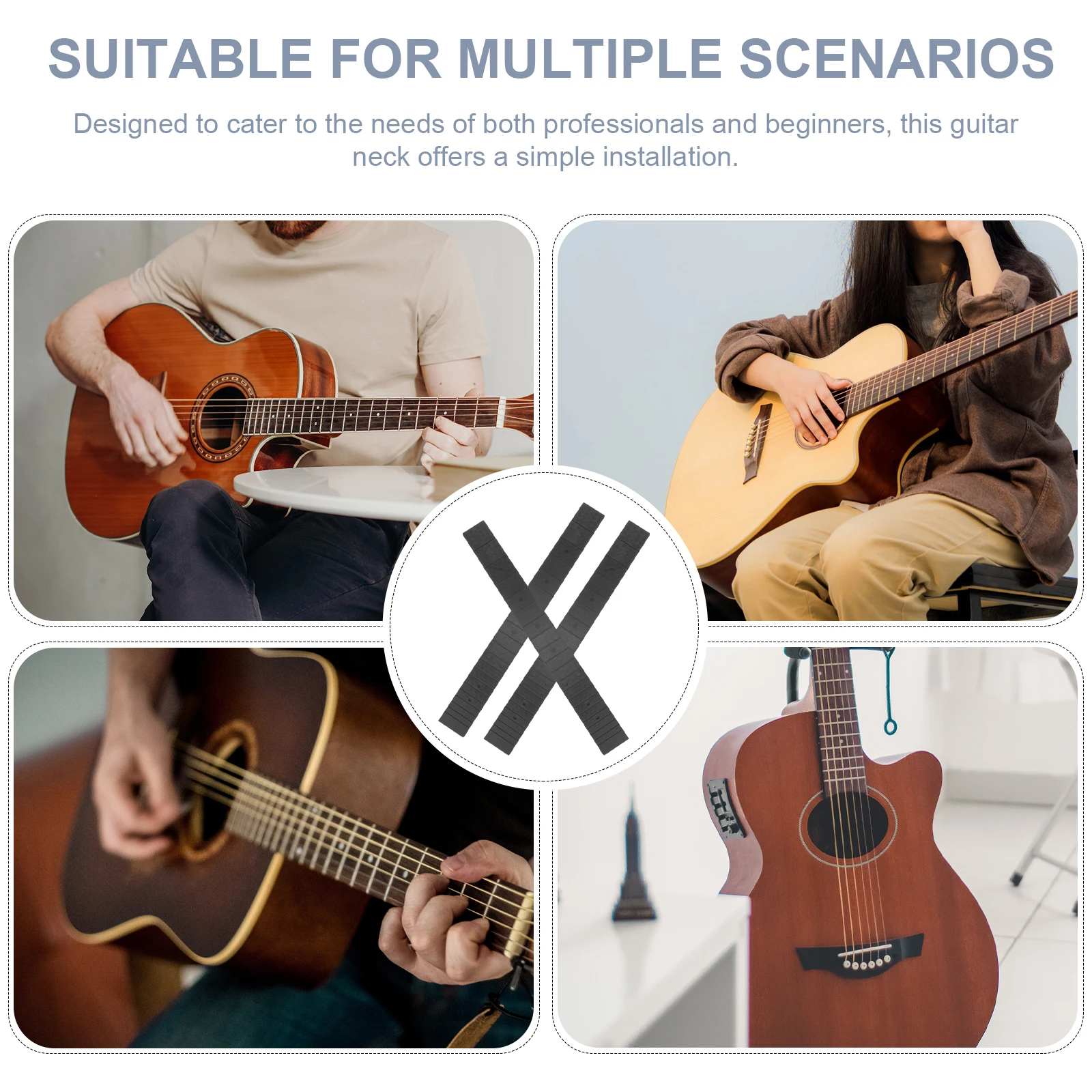 

3Pcs Guitar Fingerboard Replacement Headless Neck for Folk Guitar Ukulele Repair Parts Accessories Headless Neck