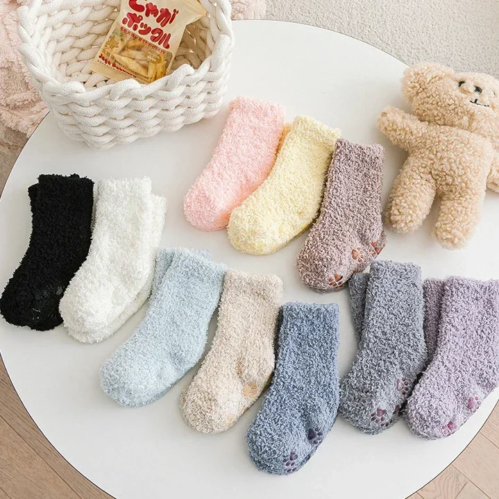 Kids Socks Thick Cold Winter Socks Super Warm Students Children Snow Sock Baby Christmas Gifts Coral Fleece Non-slip 0-5Y Socks