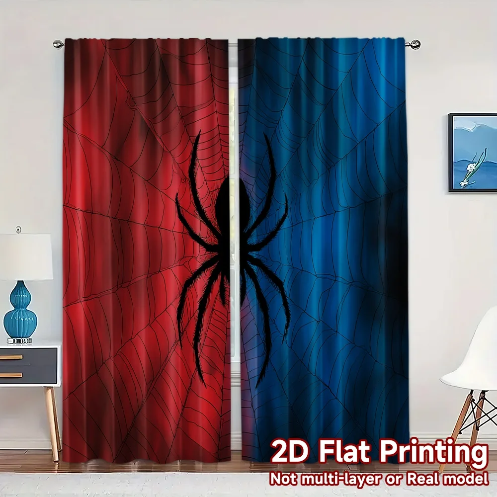 2D Flat Printing,JIT 2pcs, Curtains (Without Rod) DualWeb Arachne Popular Contemporary Curtains Yarn Curtains Thermal