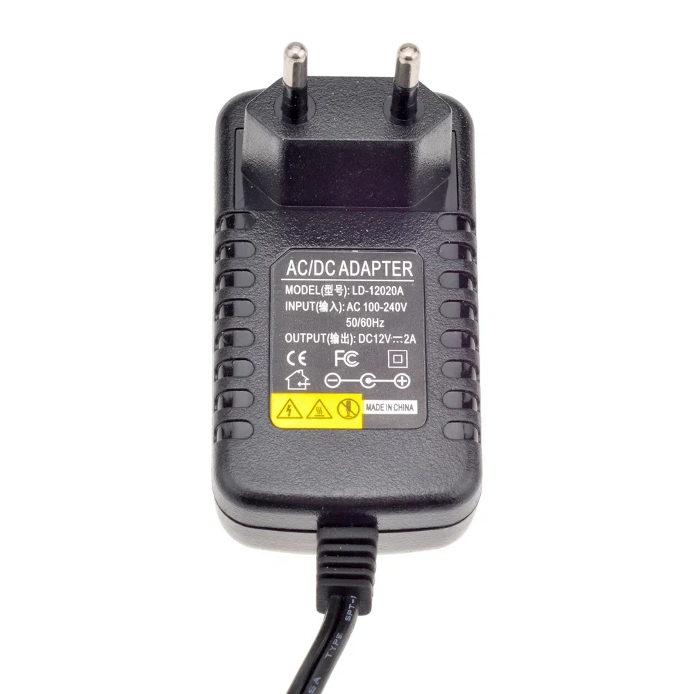 Power Adapter for CCTV and IP Camera, DC Converter, EU, UK, AU, US Plug, 5.5mm x 2.1mm, 12V, 2A, AC 100V-240V, 2000mA