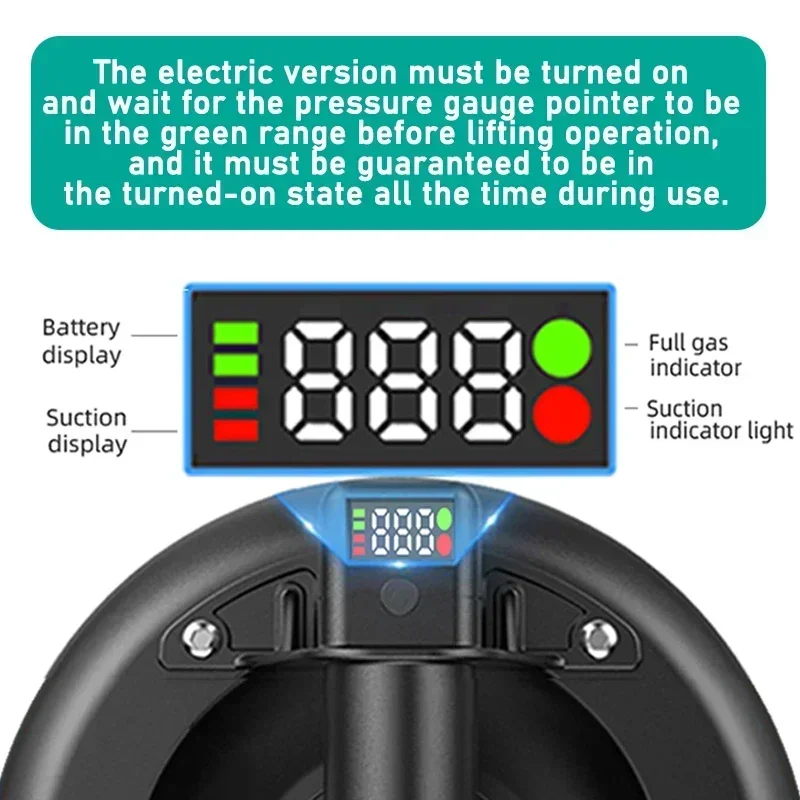 ถ้วยดูดสูญญากาศไฟฟ้าสำหรับงานหนักขนาด 8 นิ้วพร้อมเครื่องยกกระเบื้องเซรามิกแก้วยางสามชั้นเครื่องมือยกหนัก