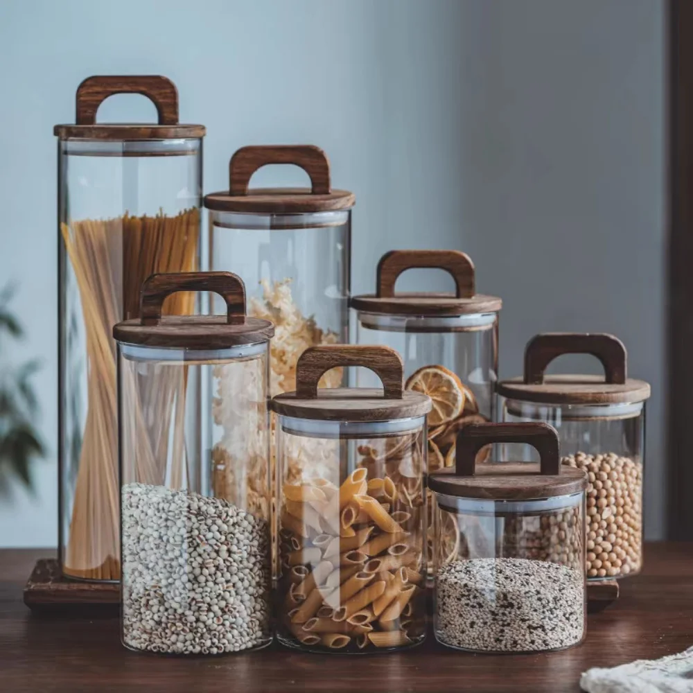 

Glass sealed tank High Borosilicate with Lid Size Tea Can Coffee Bean Storage tank Dust-proof Storage tank