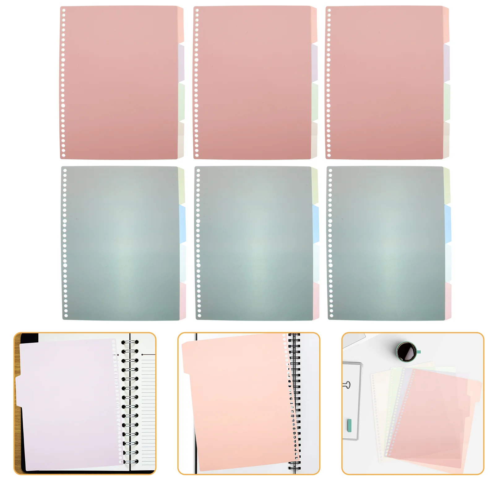 

6 Sets Folder A4 Separator Page Notebooks Notepad Dividers 292X23CM Pp Index for Binder