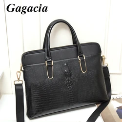 GAGACIA Large Capacity Women Leather Briefcase Office Bags For Woman Handbag Computer Bag Female Crocodile Luxury Handbags 2024