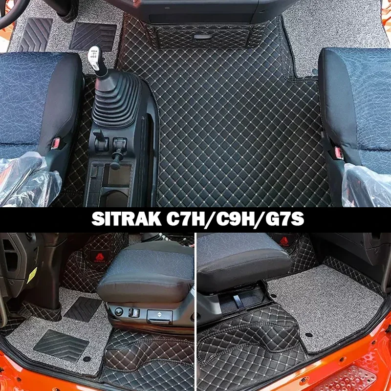 For Mercedes BENZ 2012 2020 Sitrak C5H C7H C9H Scania Volvo FH 12 Daf XF Premium leather truck carpet car floor mats full set