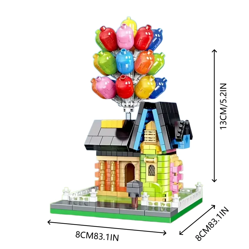 Rainbow Balloon House Assembly Blocks, Colorful Floating House 3D Architectural Model, DIY Toy Set Gifts for Boys and Girls - view 2