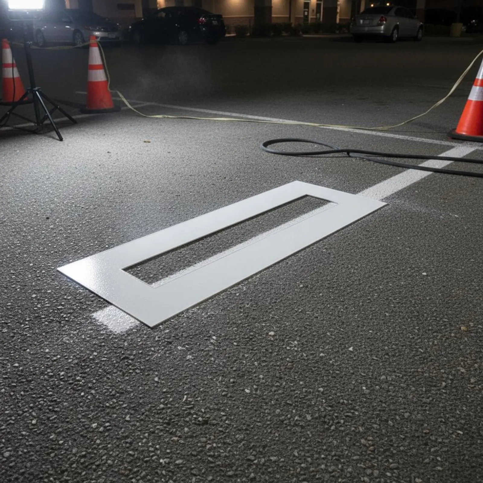 Parking Lot Line Stencil Reusable Foldable Ground Stencil Ground Striping Template Long-Lasting Silicone for Factory Floors