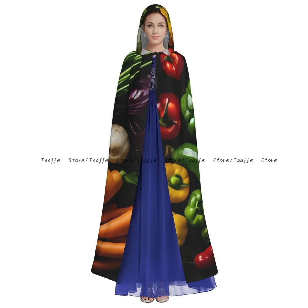 Capa unisex de Halloween con verduras y brócoli, tomates, pimientos, capa con capucha, disfraz Medieval, bruja, Wicca, vampiro