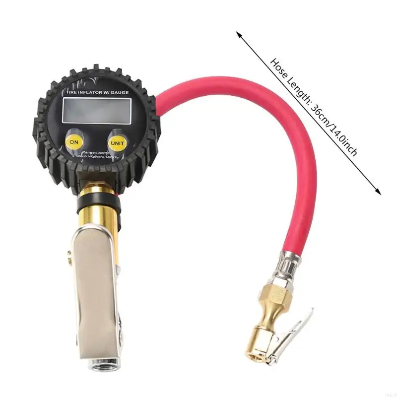 96GB Digital Tire Inflator Pressure Gauge 200PSI LCD Display Air Compressor Quick Coupler Car Truck Motorcycle