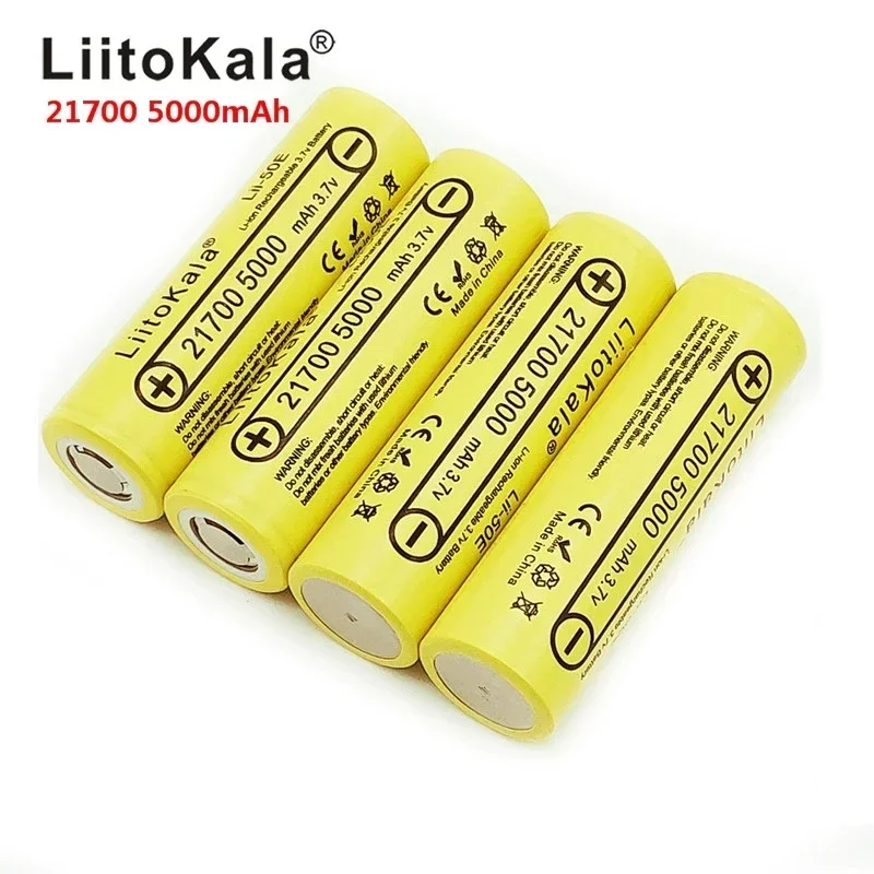 Real capacity LiitoKala 1-20PCS lii-50E 21700 5000mah 3.7V Rechargeable Battery 5C discharge High Power ForHigh-power Appliances