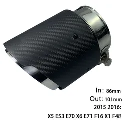 ID 86mm OD 101mm Car Twill Matte Carbon Fiber Exhaust Tip Muffler Tip For BM X5 E53 E70 X6 E71 F16 X1 F48 Accessories 2015 2016