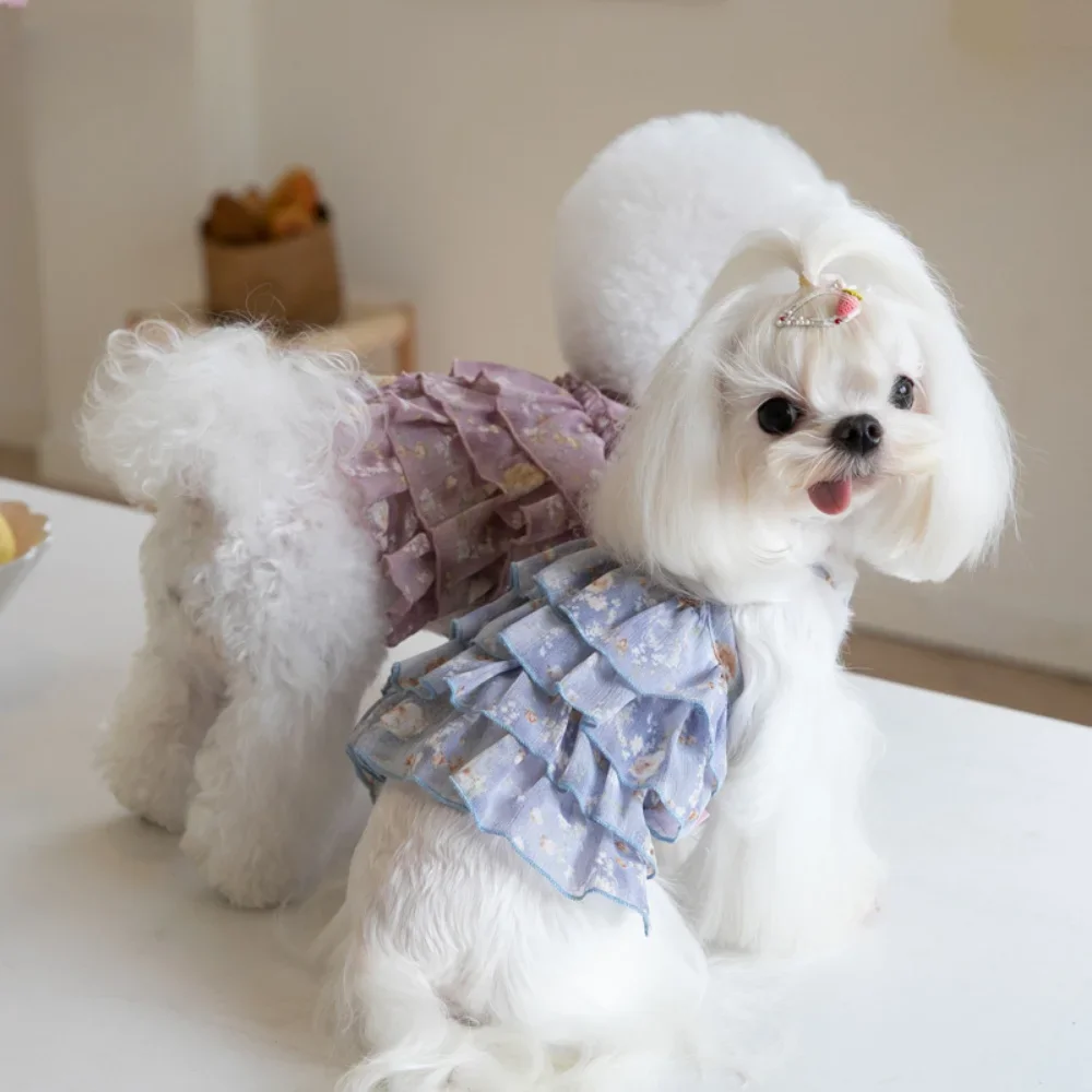 Dog Poached Skirt Chiffon Cake Dress Layered Skirt Pet Cat Dog Teddy Skirt INS Fashion Pet Clothing Puppy Clothes Dog Costume