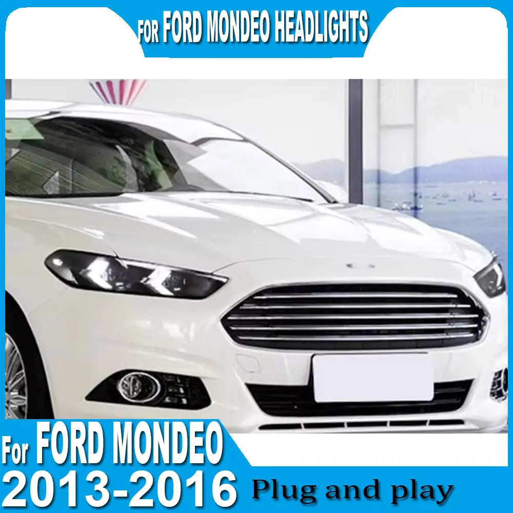 2pc headlights For Ford Mondeo Red Demon Eye 2013-2016 Upgrade Modified To New Dynamic Turn Signal Car LED Headlight Assembly