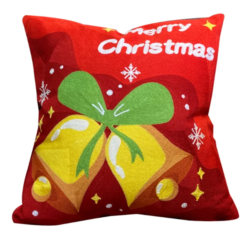 Embroidered Cartoon Pillow Cover Cotton Cushion Christmas Pillow Bag Living Room Sofa Pillow