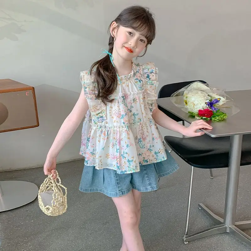 

Child Sets Top Shirts Girly Clothes Home Clothing Fashion Girls Outfit Summer Girl 9 Years 10 Cotton Korean Children's 2025 Set