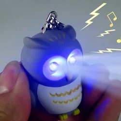 New Keychain Owl Motorcycle Car Key Chain Sound Light LED Flashlight Key Ring Holder Bag
