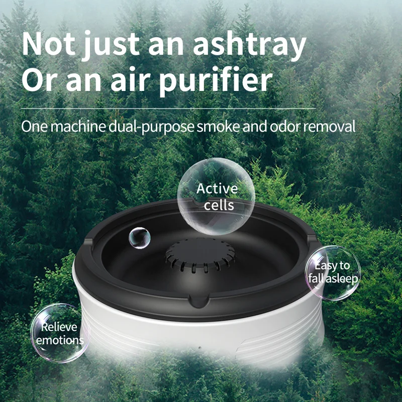 2 In 1 Electric Ashtray Air Purifier Type-C Charging Intelligent Sensing Purification Smoke Dustproof Ash Tray Cigarette Holder