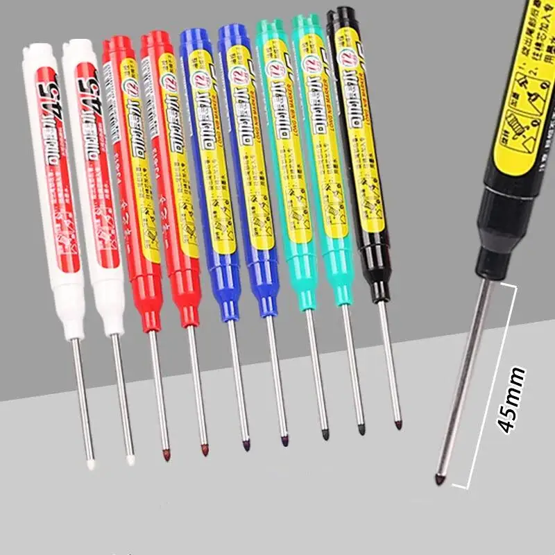 Long Head Marker Pen Waterproof Quick-Dry Ink 45mm Tip 1PCS for Woodworking Construction Industrial Marking