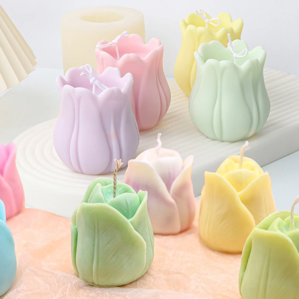 3D Tulpe Blume Kerze Silikon Form Aromatherapie Kerze, Handgemachte Seife Leuchter Harz Formen Wohnkultur Hochzeit Geschenk