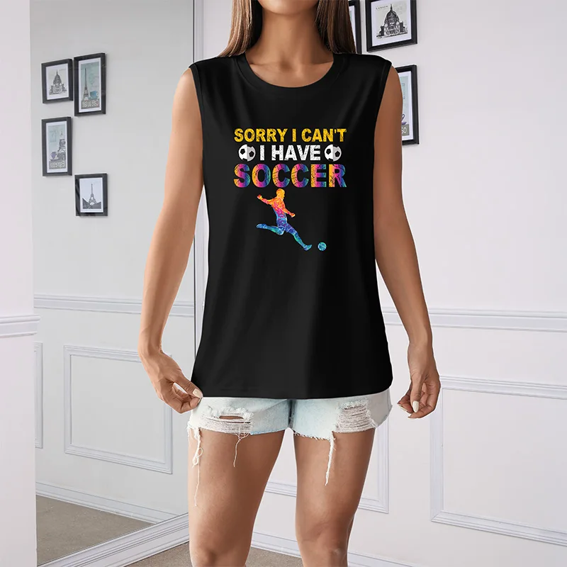 

Sorry I Can't I Have Soccer Print Women's Fashion Sports Tank Tops Summer Running Vest Gym Clothing Casual Singlets