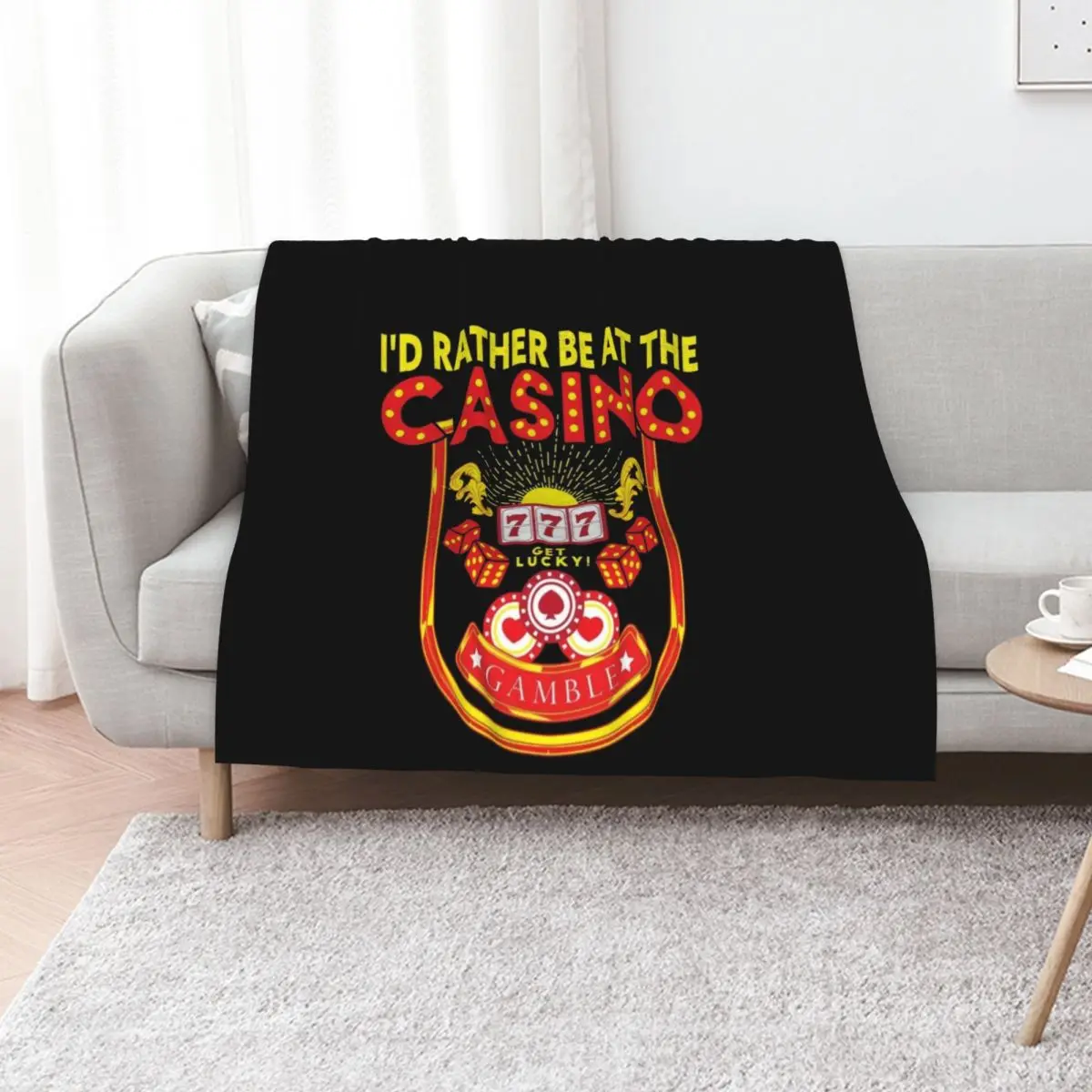 I'd Rather Be At The Casino - Casino Lover Gambling Gambler Throw Blanket Plaid Hair Flannels Cute heavy to sleep Blankets