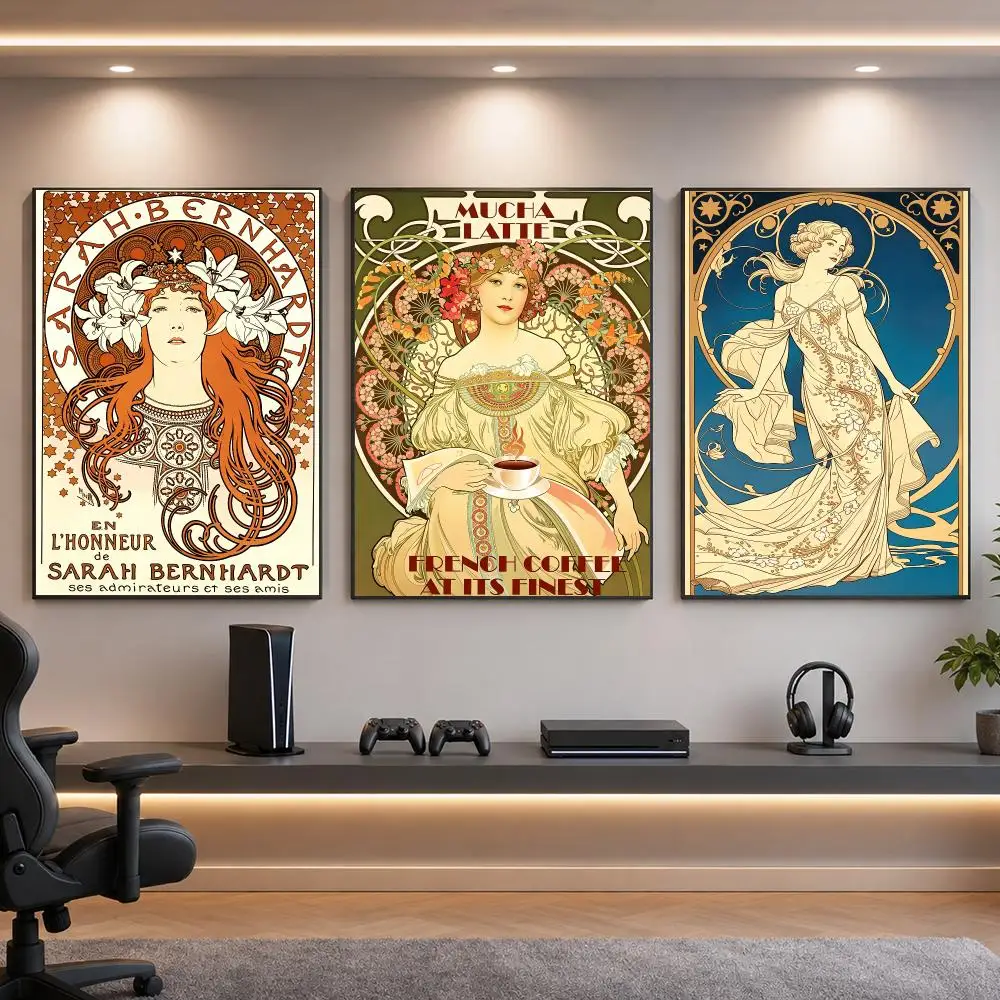 Artist ArtNouveau A-Alphonse Mucha Poster HD Removable Wall Art Gift Bedroom Lounge Dorm Office Gaming Cafe Bars