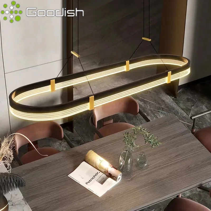 

Modern Creative LED Pendant Lights Circular Race Track Chandelier Novelty Hanging Lamps for Living Dining Room Home Decoration