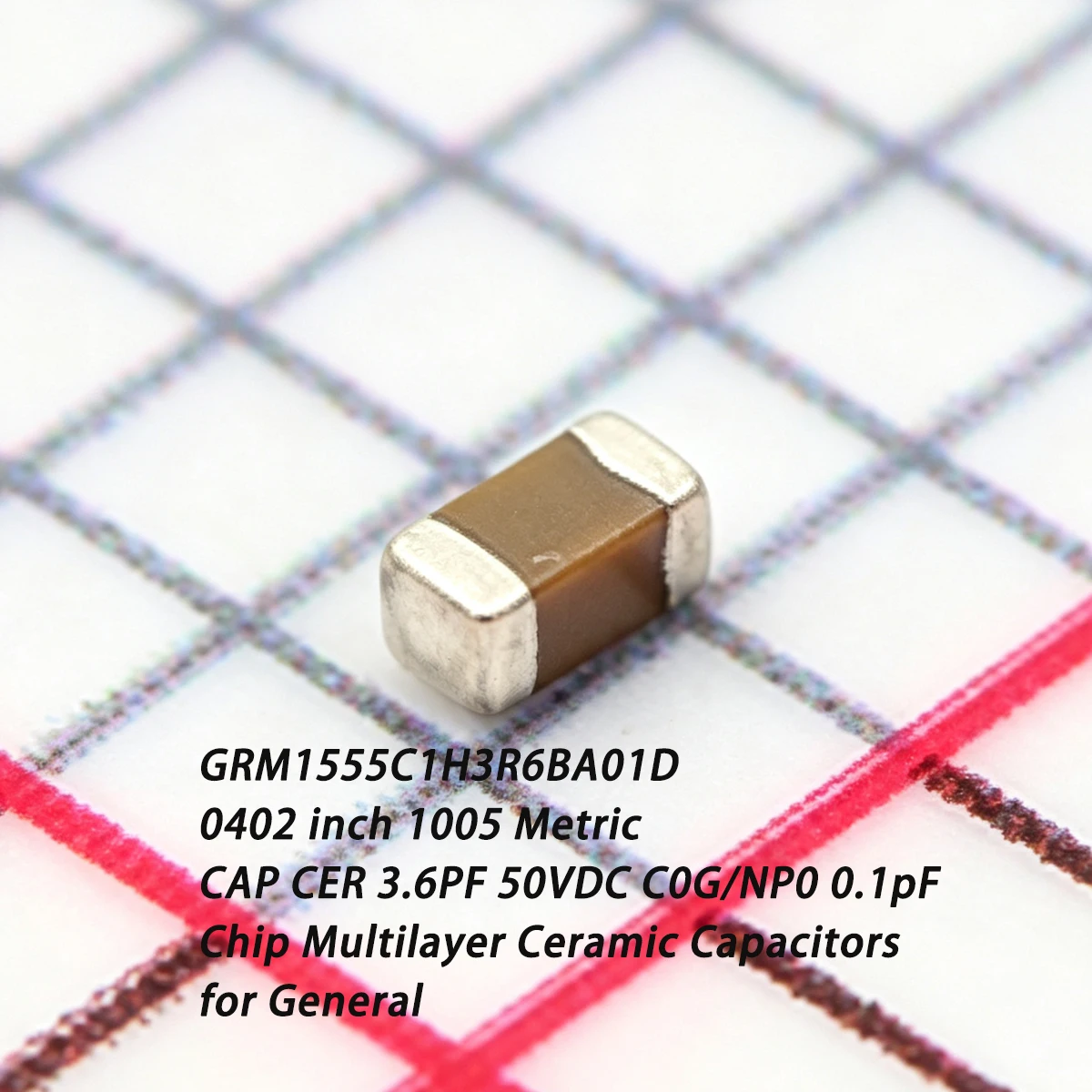 100PCS GRM1555C1H3R6BA01D 0402 inch 1005 Metric 3.6PF 50V C0G/NP0 0.1pF MLCC NEW Original SMD Chip Multilayer Ceramic Capacitors