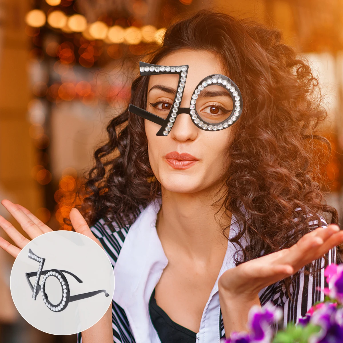 

Party Glasses Prop Decorative Rhinestones Birthday Woman Happy Photobooth Accessories Lightweight Creative Design