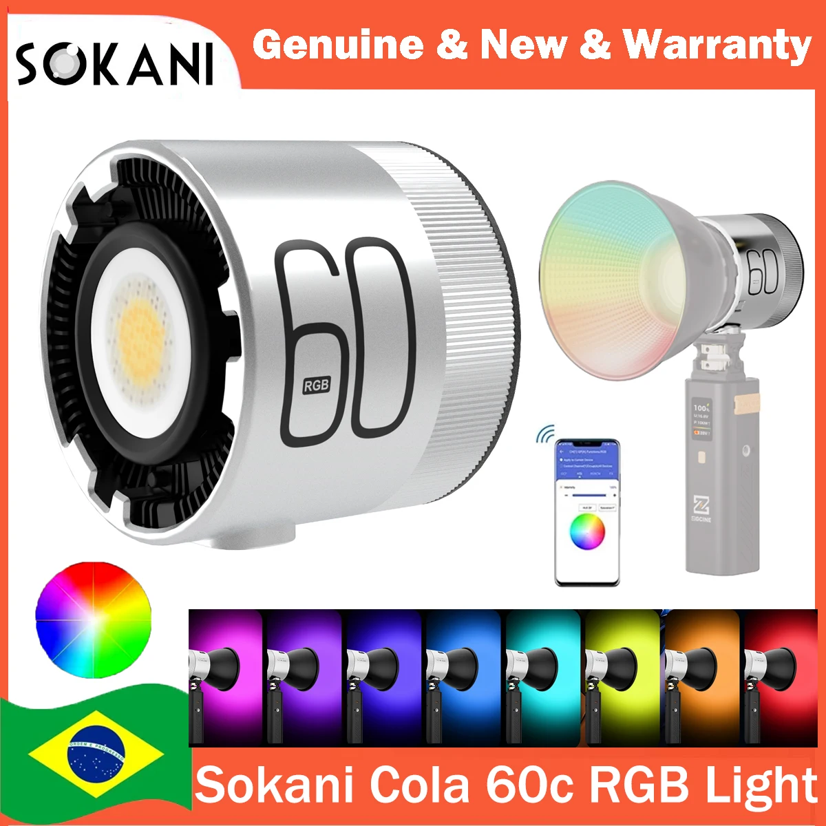 Sokani Cola 60c 60W RGB LED الفيديو الضوئي APP التحكم 4 رموز الضوء بوينز جبل الإضاءة للتصوير الفوتوغرافي تسجيل الفيديو