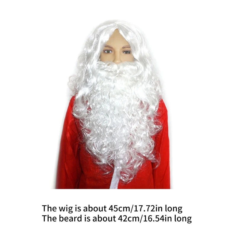 1/5Pcs Santa Suit for Adults Beard Wigs Hat Glasses Gloves Red Deluxe Santa Clauses Costume Christmas Party Cosplay image 3