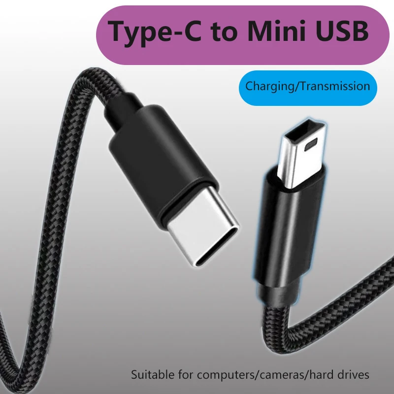 3 Meter Long Type-c To Mini USB Multi-function Data Cable Charging Cable Suitable For Camera Hard Disk Driving Recorder