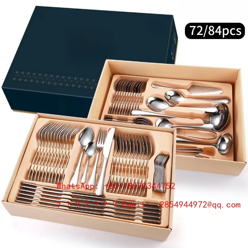 

72/84 PCS Stainless Steel Cutlery Set with Gift Box, Premium Flatware Set for Home Wedding Party