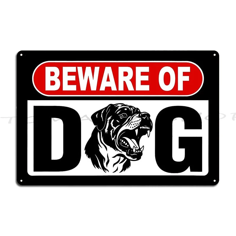 Beware Of Dog Rottweiler Metal Sign Wall Mural Design Club Bar Wall Decor Design Tin Sign Poster