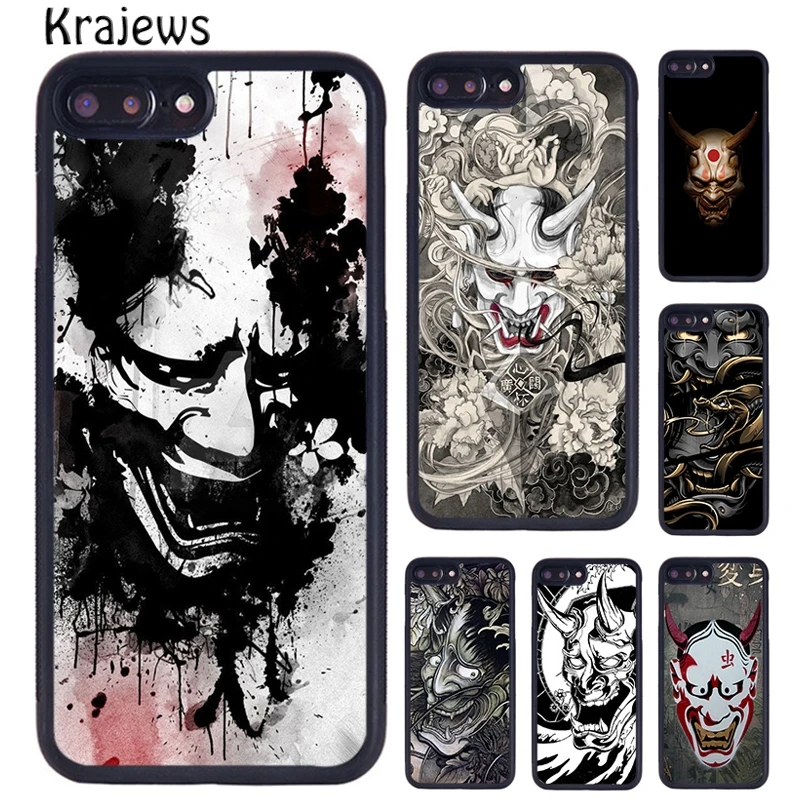 Krajews Japanese Oni Hannya Demon Mask Phone Case For iPhone 16 15 14 plus X XS XR 11 12 13 pro max coque