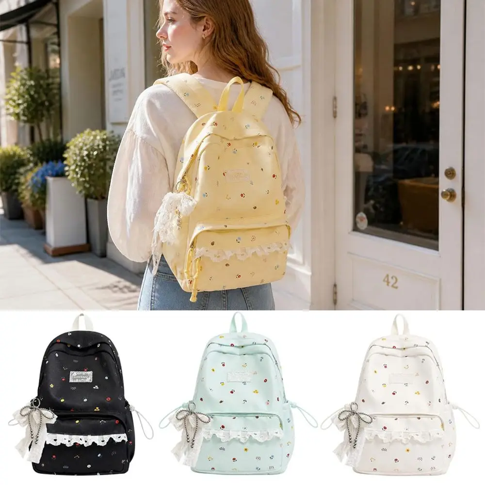 Large Capacity Campus Backpack Lightweight Soft Nylon Material Student Schoolbag Preppy Style Design High Aesthetic Value