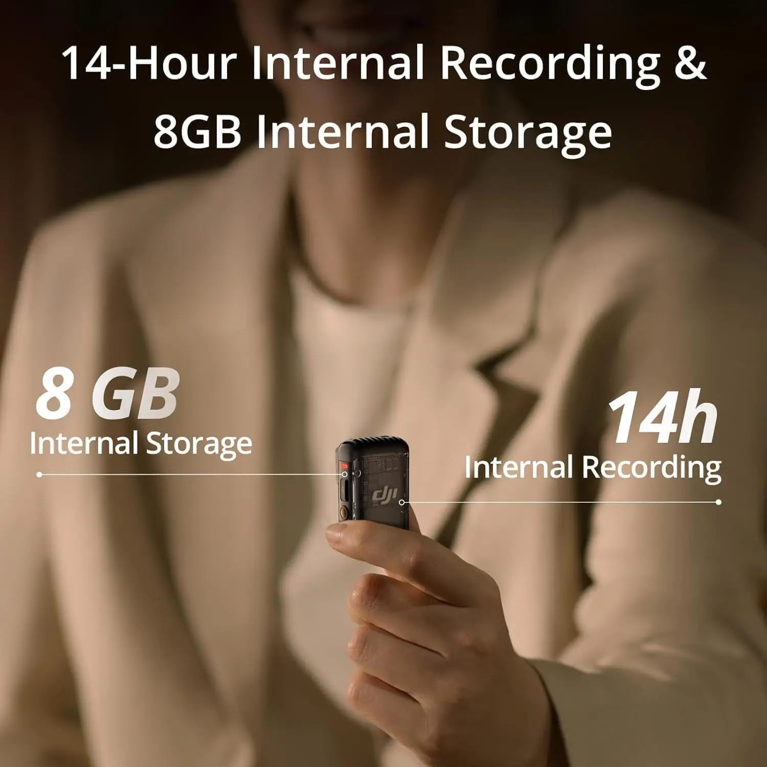 Refurbished Used DJI Mic 2 Transmitter Wireless Bluetooth Microphone with Intelligent Noise Cancelling 14-Hour Internal Recording 6-Hour Battery Magnetic Attachment for Vlogs view 6