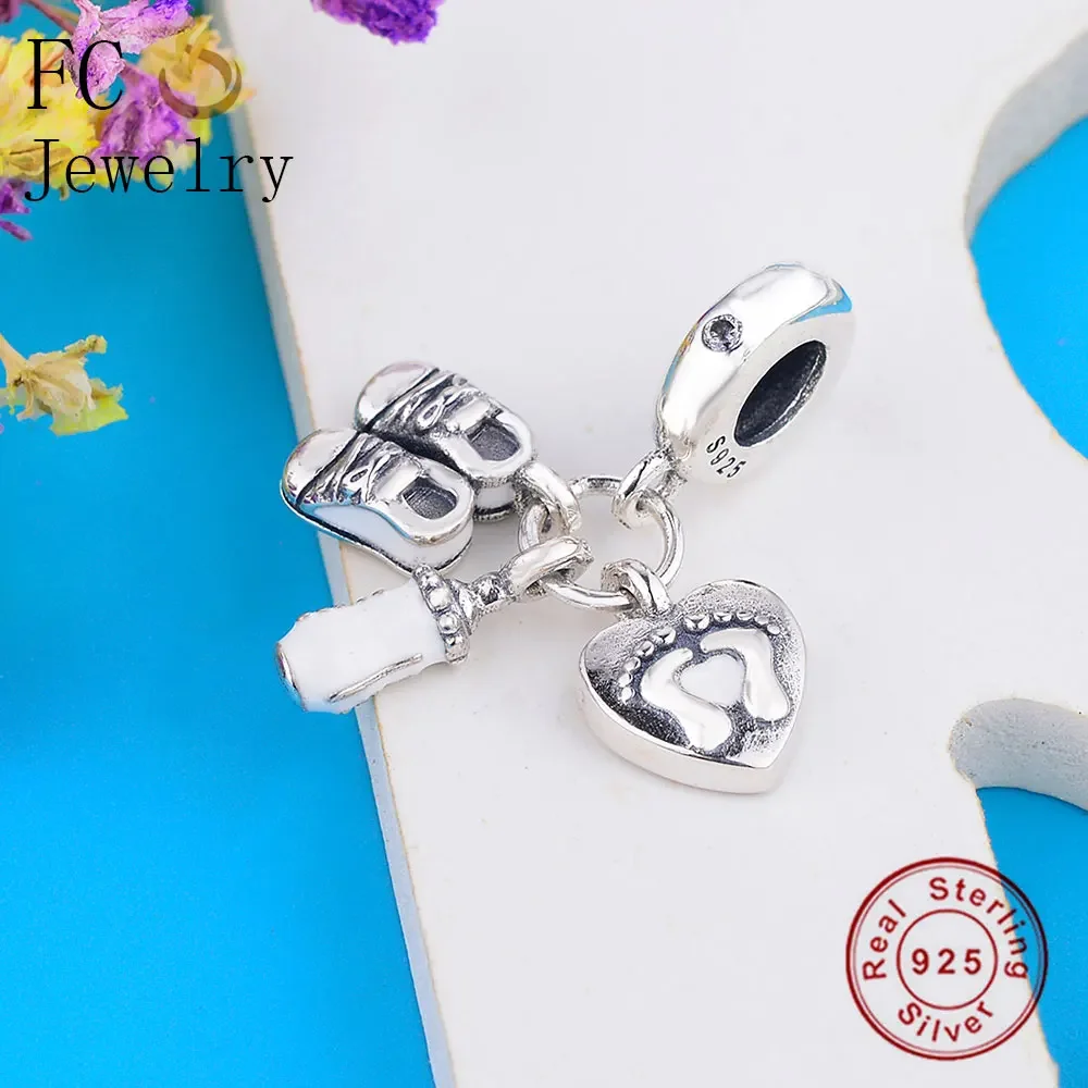 FC Jewelry Fit Original Brand Charms Bracelet 925 Sterling Silver Baby Pacifier Nipple Shoe Bead Pendant Berloque Handmade 2019