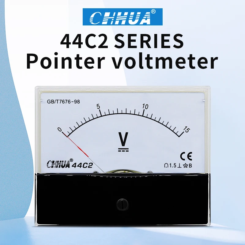 CHHUA 44C2 DC Analog Voltmeter Panel Meter Volt Meter Voltage Measurement Tools 1V2V3V5V10V15V20V30V50V100V150V250V300V450V500V