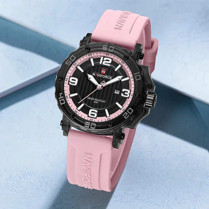 New NAVIFORCE 2025 Style Waterproof Quartz Movement Women's Clock Elegant Silicone Luminous Display Strap Ladie's Watches Gifts