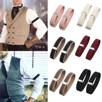 뜨거운 2Pcs 망 슬리브 가터 홀더 탄성 완장 셔츠 슬리브 홀더 여성 남성 패션 조절 미끄럼 방지 팔 커프스 밴드