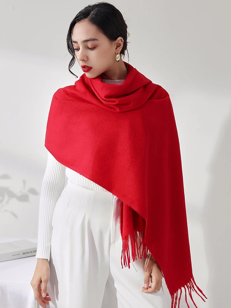 Imitation Cashmere Women Winter Scarf Basic Solid Tassel Wrap Shawl Femme Bandana Stoles Bufandas Foulard Hijab Femme Musulman