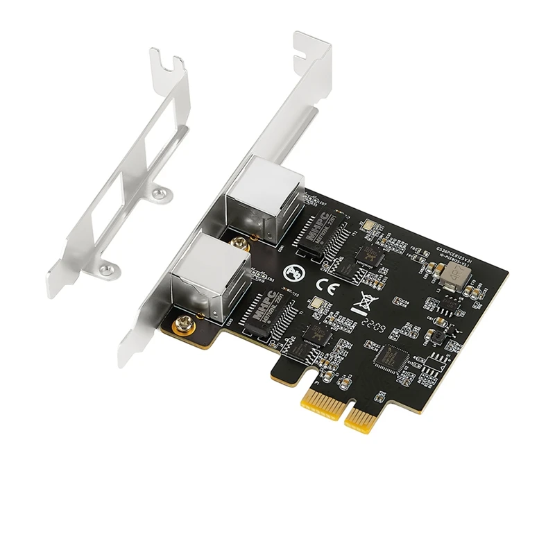 2.5G Gigabit Network Card Adapter With 2 Ports Black RJ45 LAN Computer Controller Card