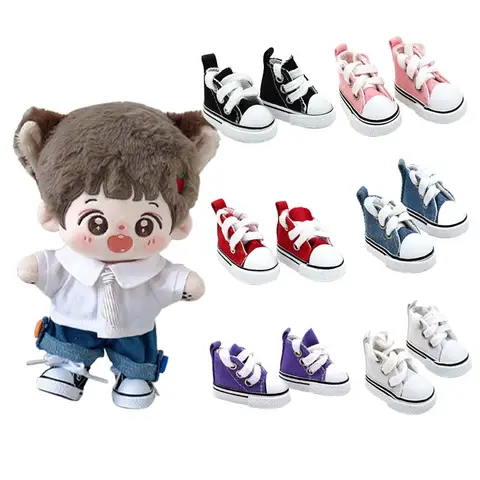 1/6 BJD Doll Shoes Handmade Shoes High-Top Lace-Up Sneakers Canvas for 20cm Cotton Dolls Dress Up Accessories Children Toy Gift