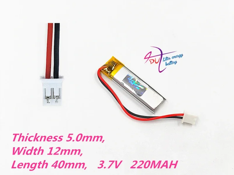 10 pcs 3.7V 220mAh Lithium Polymer LiPo Rechargeable Battery 501240 JST PH 2.0mm 2pin For Mp3 bluetooth headphone smart watch