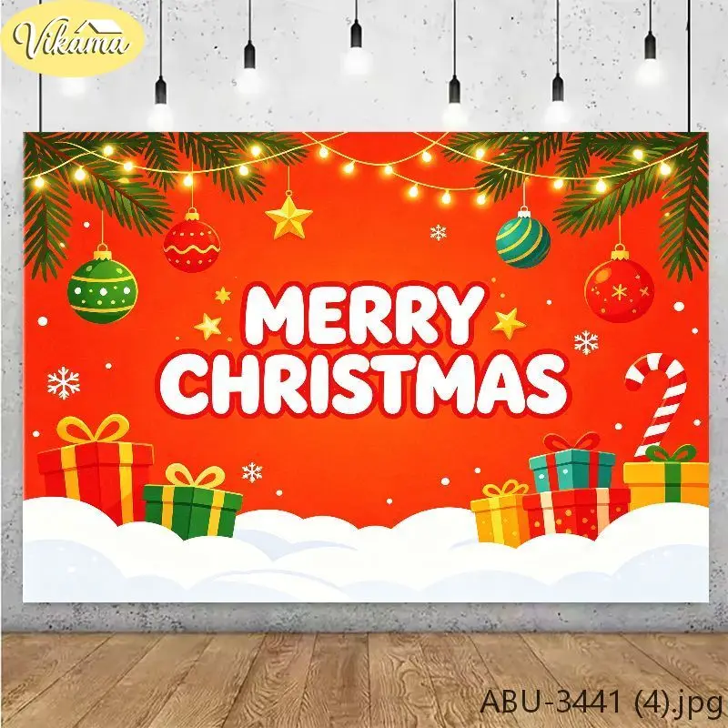 VIKAMA Window Gift Box Christmas Backdrop Tapestry Wall Hanging, Wall Art for Photo Studio Party Living Room Bedroom Home Decor
